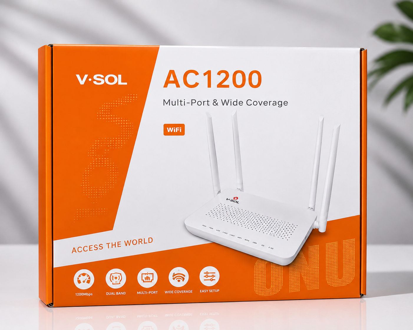 VSOL AC1200 Dual Band WiFi Fiber Router | High Speed Wireless Router | Multi-Port Wide Coverage