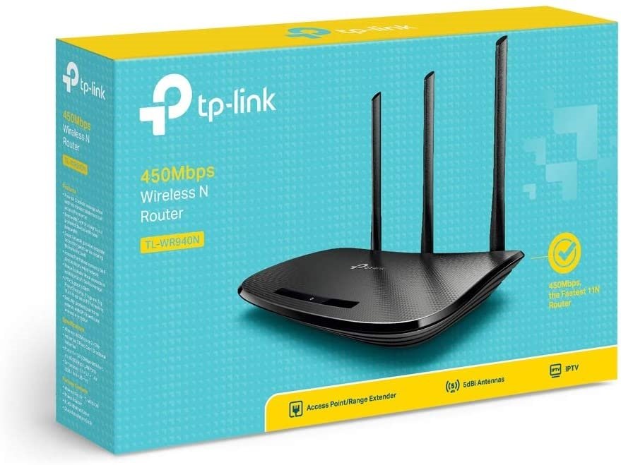 TP-Link 3 Antenna TL-WR940N 450Mbps Wireless N WiFi Router |  High Speed Router | 4 LAN Ports