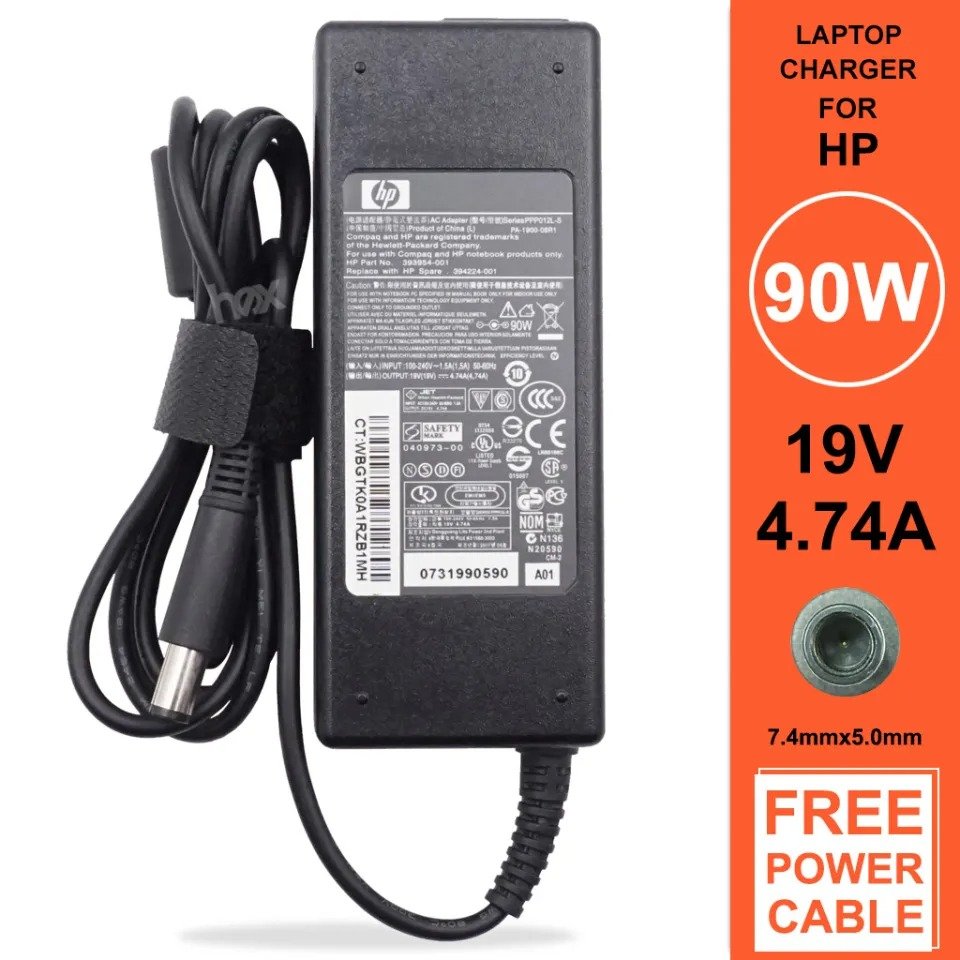 HP 90W Laptop Charger 19.5V 4.62A | HP AC Adapter Power Supply | 7.4mm x 5.0mm Center Pin