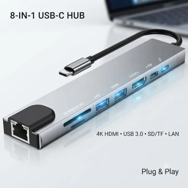 TYPE C Converter USB Hub Type C Hub Type C Docking Station 8 in 1 Adapter